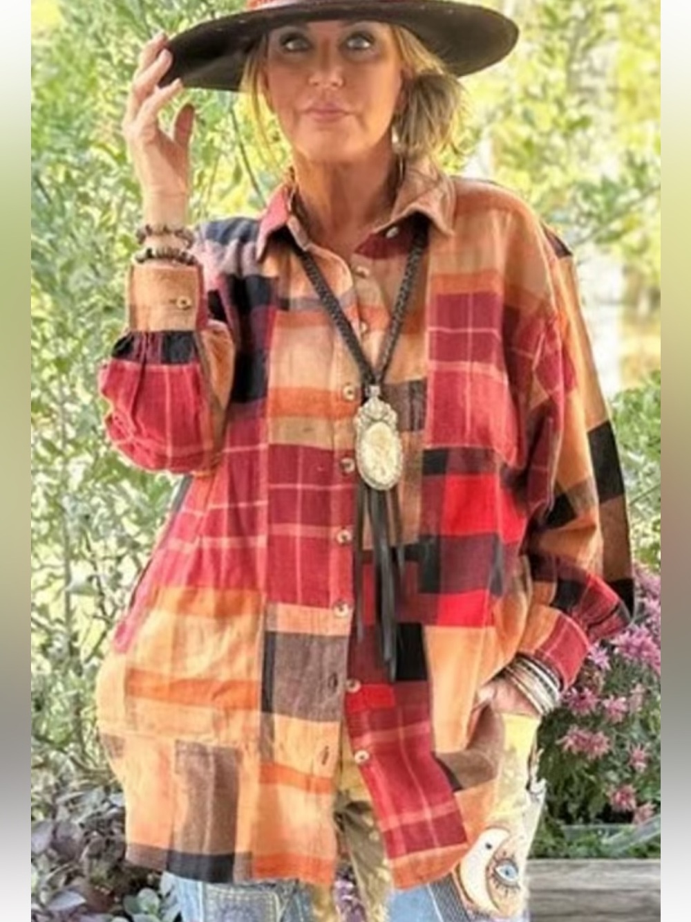 Jaded Gypsy Womens Plaid Flannel Button-Up Shirt New S/M MSRP $148